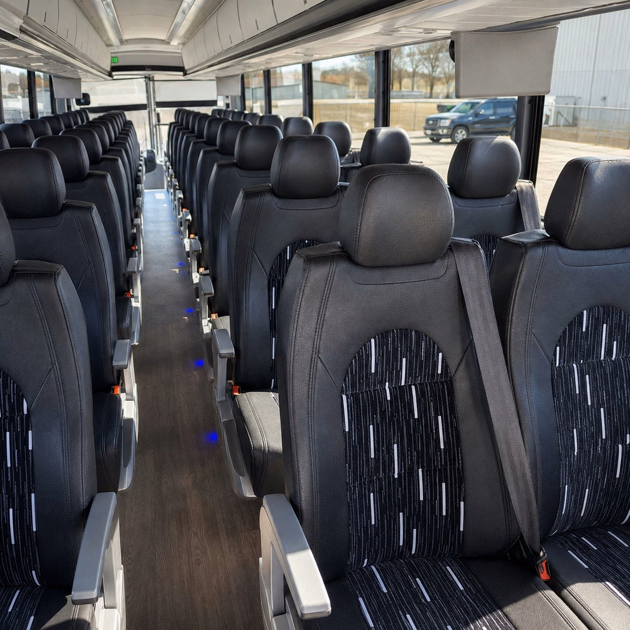 56 passenger charter bus inside